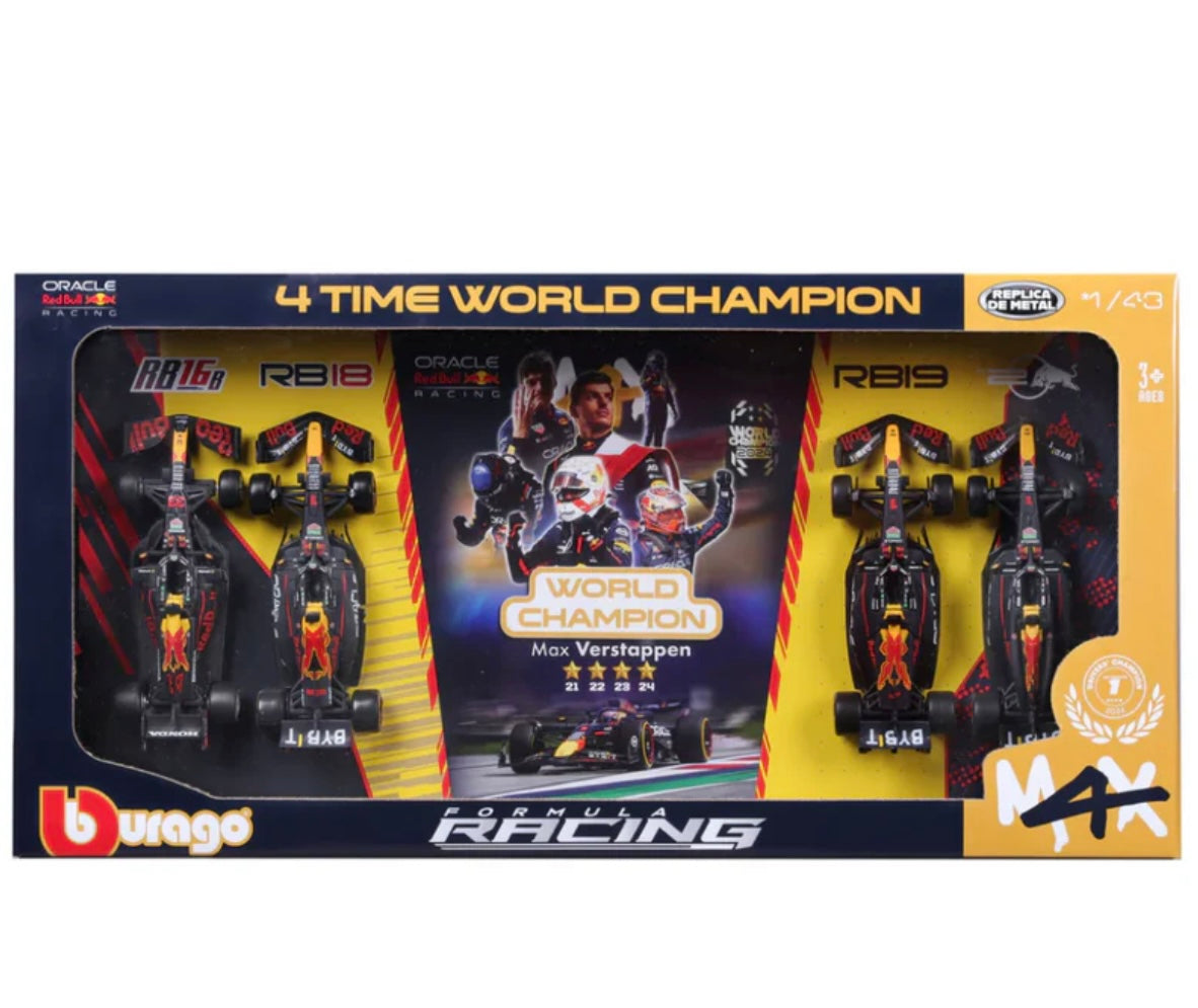 Bburago 1:43 Red Bull Racing Max Verstappen Championship Car Set