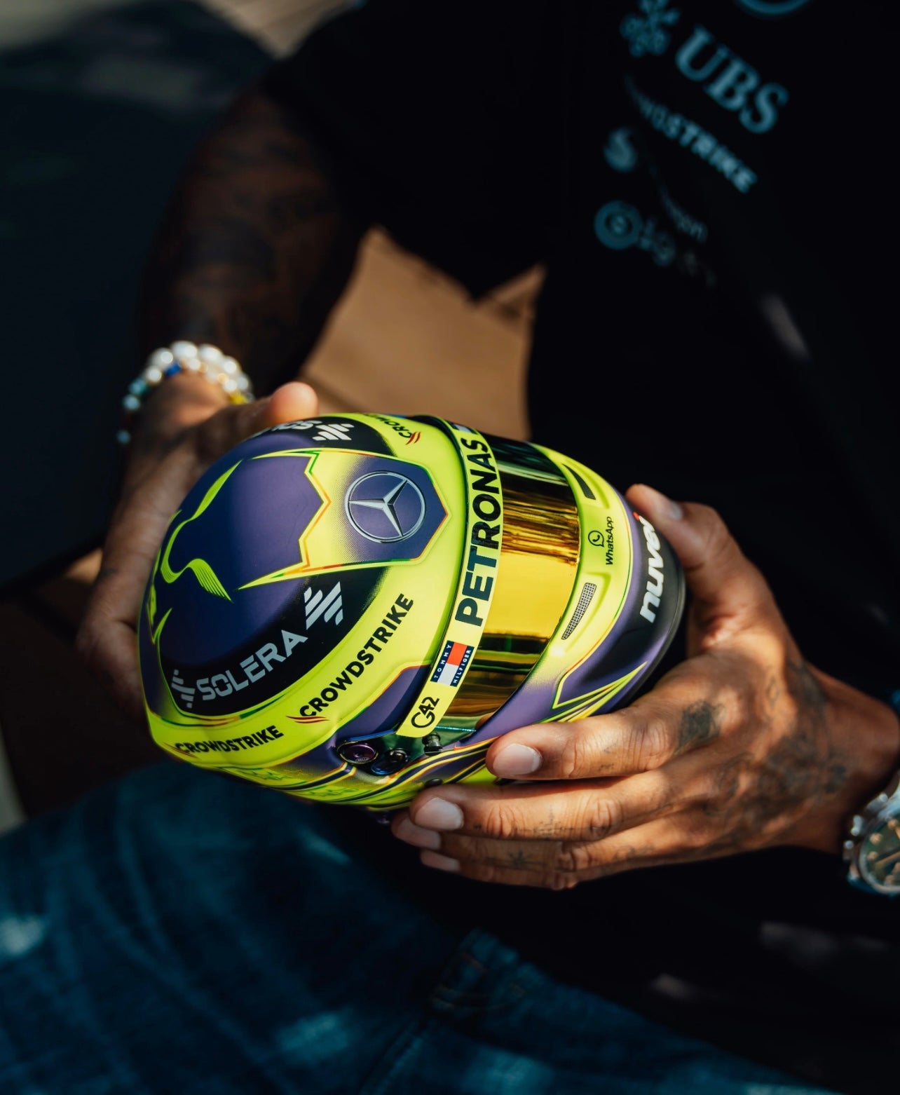 1:2 Scale Mercedes AMG Lewis Hamilton Mini Helmet